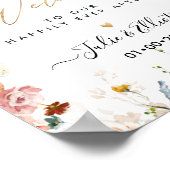 PixDezines Boho秋ガーデンフラワーウェルカムサイン ポスター (角)