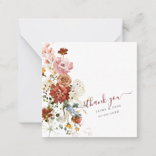 PixDezines Boho素朴秋ガーデンフラワー ノートカード (正面)