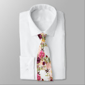 PixDezines Boho赤面ブルゴーニュ水彩花 ネクタイ (タイ)