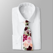PixDezines Boho赤面ブルゴーニュ水彩花 ネクタイ (タイ)