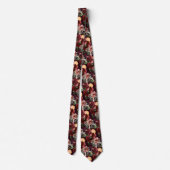 PixDezines Boho赤面ブルゴーニュ水彩花 ネクタイ (裏面)
