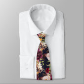 PixDezines Boho赤面ブルゴーニュ水彩花 ネクタイ (タイ)
