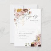 PixDezines Boho Autumn Flowers赤面ブルゴーニュRSVP 出欠カード (正面)