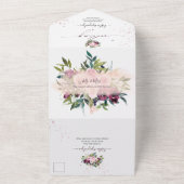 PixDezines Boho Burgundy Pink牡丹 オールインワン招待状 (外側)