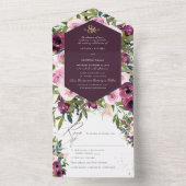 PixDezines Boho Burgundy Pink牡丹 オールインワン招待状 (内側)