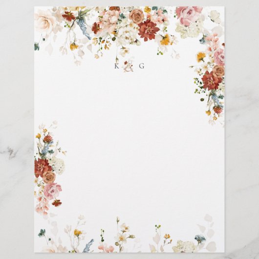 PixDezines Boho Garden花カップルMonogram レターヘッド (正面)