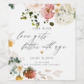 PixDezines Boho H2秋ガーデンフラワー ワインラベル (シングルラベル)