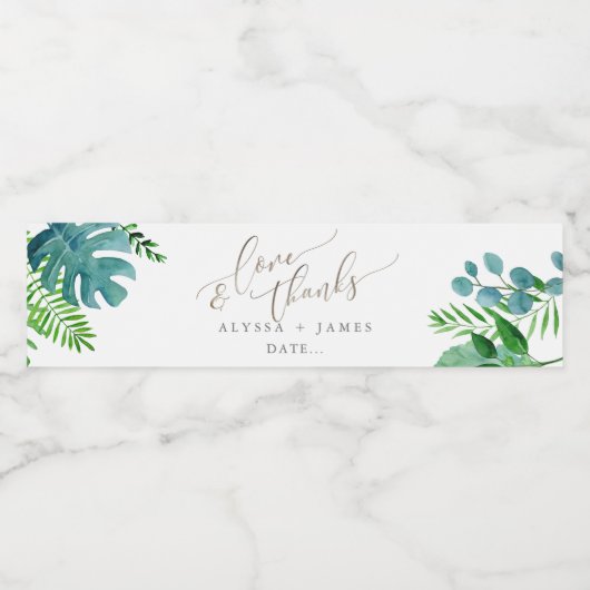 PixDezines Botanical、トロピカルリーフ ペットボトルラベル (シングルラベル)