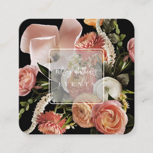 PixDezines Botanical Fresh Flowers Ranunculus スクエア名刺 (正面)