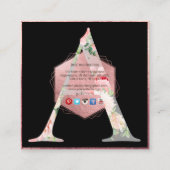 PixDezines BOTANICAL MONOGRAM/フェイク ローズゴールド スクエア名刺 (裏面)