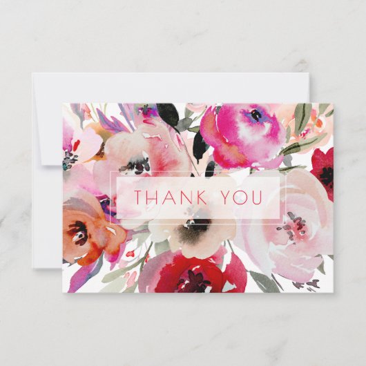 PixDezines Bridal Shower Watercolor Summer Floral サンキューカード (正面)