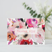 PixDezines Bridal Shower Watercolor Summer Floral サンキューカード (スタンド正面)