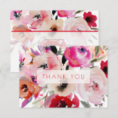 PixDezines Bridal Shower Watercolor Summer Floral サンキューカード (正面/裏面)