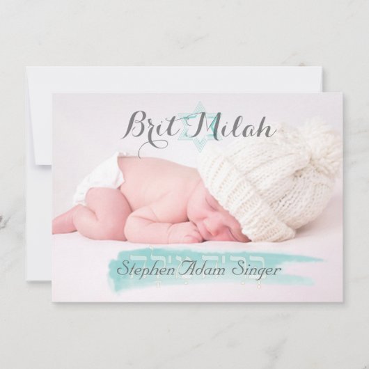 PixDezines brit milah/photo frame+stars/diyカラー 招待状 (正面)