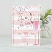 PixDezines Bruch+Bubbly フェイク ローズゴールド コンフェッティ 招待状 (スタンド正面)