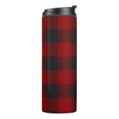 PixDezines Buffalo Plaid、ブラックレッドモノグラム タンブラー (回転左)