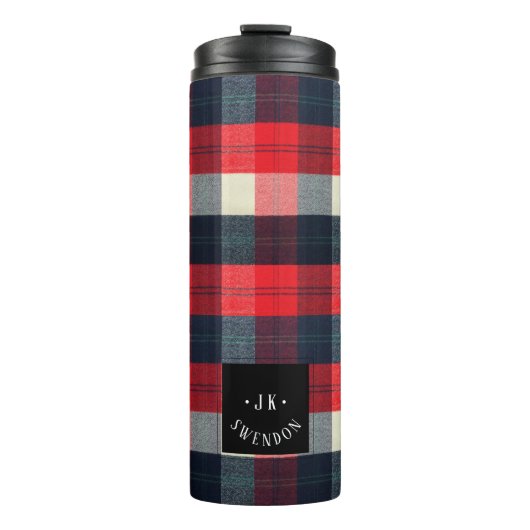 PixDezines Buffalo Plaid、Lumber Jack Monogram タンブラー (正面)