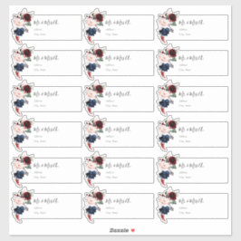 PixDezines Burgundyバラ個人ゲストラベル シール