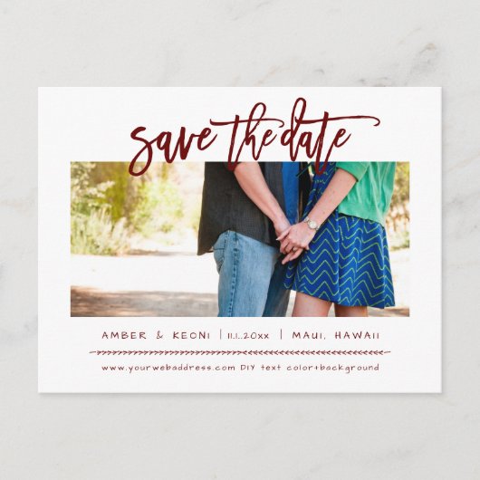 PixDezines Burgundyブラシモダンスクリプト 案内ポストカード (正面)