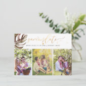 PixDezines Burgundyモンステラフェイク金ゴールド セーブザデート (スタンド正面)