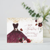 PixDezines Burgundy赤面バラキンセアニェラRSVP 招待状 (スタンド正面)
