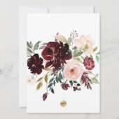 PixDezines Burgundy赤面水彩の花 招待状 (裏面)