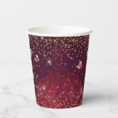 PixDezines Burgundy金ゴールドキンセアニェラドレス  紙コップ (裏面)