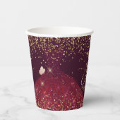 PixDezines Burgundy金ゴールドキンセアニェラドレス  紙コップ (正面)