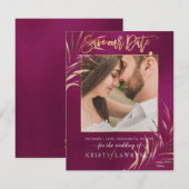 PixDezines Burgundy Palm/Photo 救 our date セーブザデート (正面/裏面)