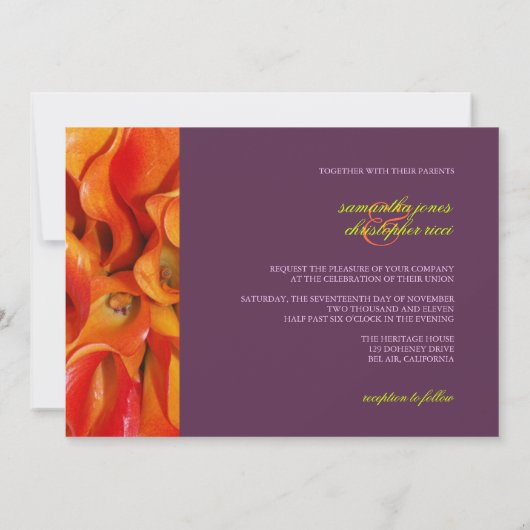 PixDezines BURNED ORANGE CALLA LILIES/DIY BCKGRND 招待状 (裏面)