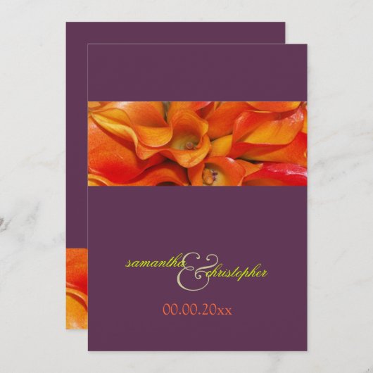 PixDezines BURNED ORANGE CALLA LILIES/DIY BCKGRND 招待状 (正面/裏面)