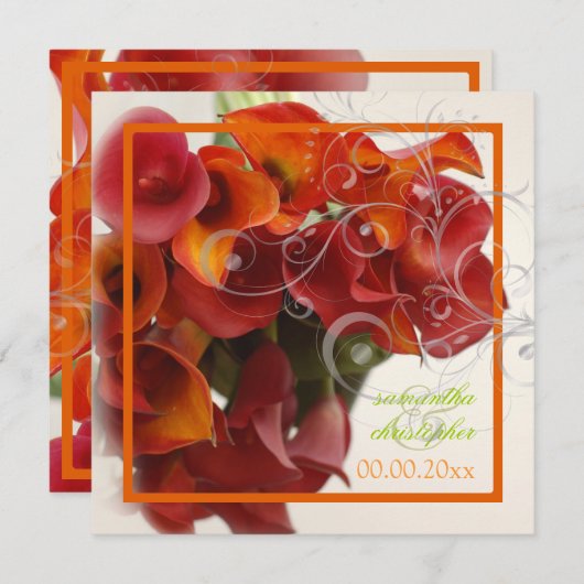 PixDezines BURNED ORANGE CALLA LILY BOUQUET(PixDez 招待状 (正面/裏面)