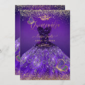 PixDezines Butterfiesキンセアニェラ、濃い紫 招待状 (正面/裏面)