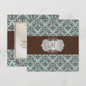 PixDezines Céline ダマスク、青茶色+茶色 招待状 (正面/裏面)