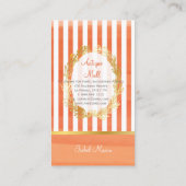 PixDezines celosia orangeストライプの水色 名刺 (裏面)