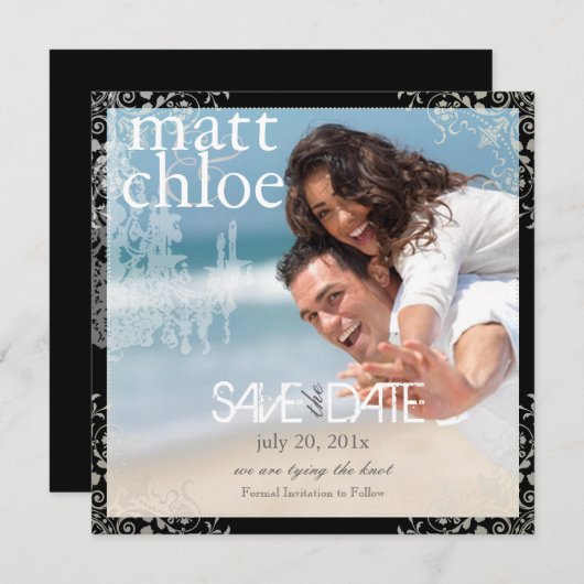 PixDezines Chadelier+フィリ救グリー/日付/ディーカラー セーブザデート (正面/裏面)