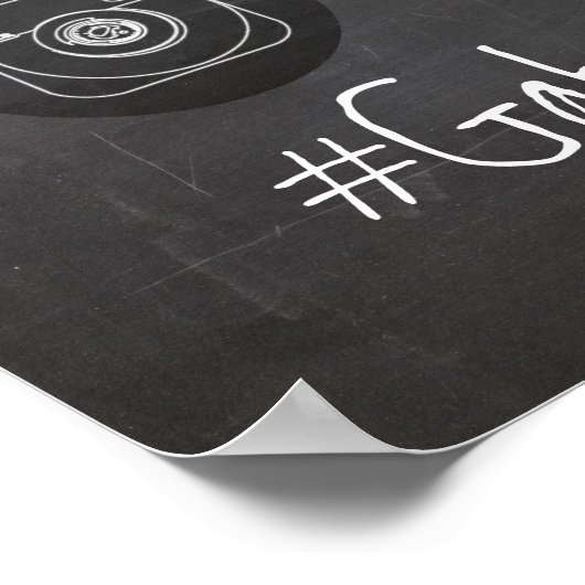 PixDezines Chalkboardソーシャルメディアのハッシュタグ ポスター (角)