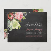 PixDezines chalkboard日付/ヴィンテージバラを保存 案内ポストカード (正面/裏面)