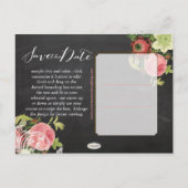 PixDezines chalkboard日付/ヴィンテージバラを保存 案内ポストカード (裏面)