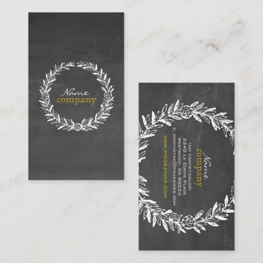PixDezines chalkboard+リースフレーム 名刺 (正面/裏面)