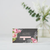 PixDezines Chalkboard+ヴィンテージバラ/テーブルカード プレイスカード (スタンド正面)