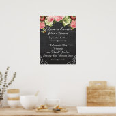 PixDezines chalkboard/ヴィンテージバラ/披露宴 ポスター (キッチン)