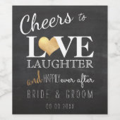 PixDezines Chalkboard+金ゴールドフェイクハート ワインラベル (シングルラベル)