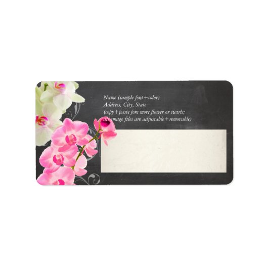 PixDezines chalkboard+kona pink orchid ラベル (正面)