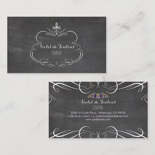PixDezines chalkboard+petiteフルーア 名刺 (正面/裏面)