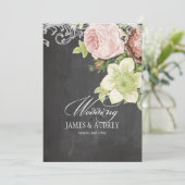 PixDezines CHALKBOARD/ROCOCO/ヴィンテージバラ 招待状 (スタンド正面)