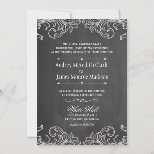 PixDezines chalkboard/rococo/diy背景色 招待状 (裏面)