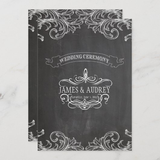 PixDezines chalkboard/rococo/diy背景色 招待状 (正面/裏面)