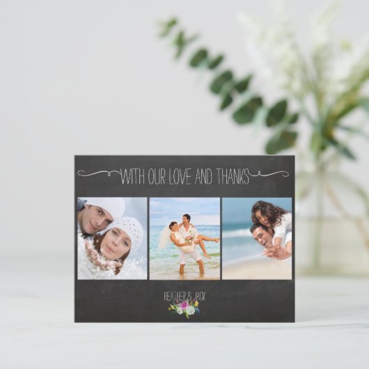 PixDezines chalkboard/s結婚の写感謝してい真 ポストカード (スタンド正面)