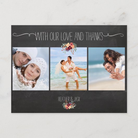 PixDezines chalkboard/s結婚の写感謝してい真 ポストカード (正面)